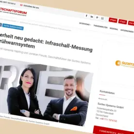 Infra Alarm - Suritec Vanessa Hepting und Jonatan Freude Interview Wirtschaftsforum Sicherheit neu gedacht Infraschall-Messung als Frühwarnsystem