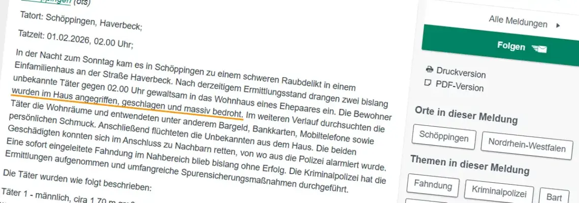 Infra Alarm - Suritec Frühwarnsysteme für das Münsterland Kreis Borken Kreis Steinfurt Horstmar - Schöppingen Einbruch Nachts - Bewohner angegriffen